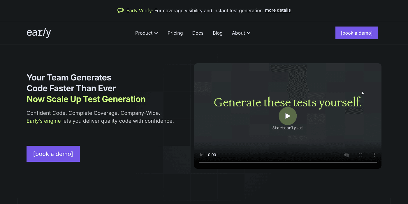 EarlyAI homepage hero section