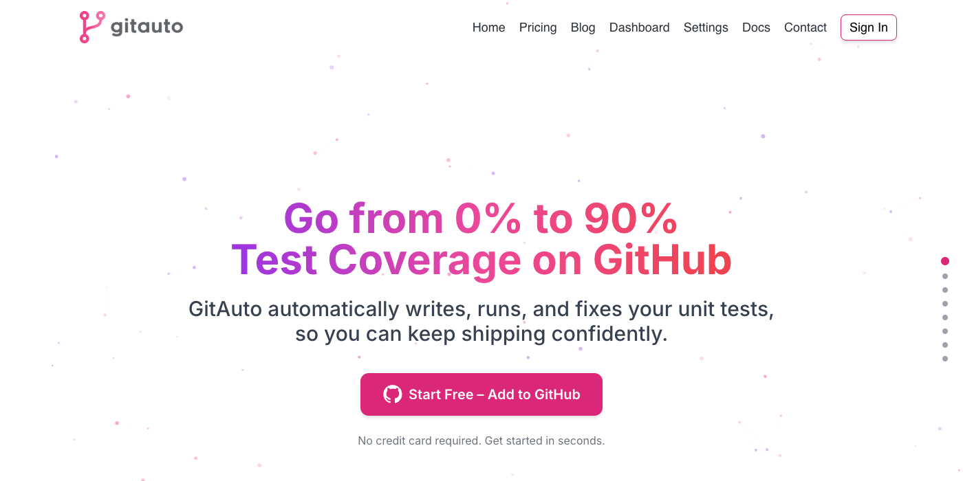 GitAuto homepage hero section