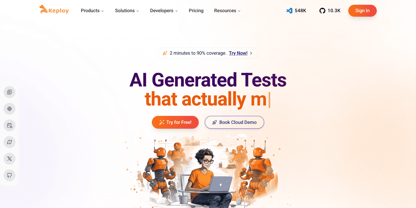 Keploy homepage hero section