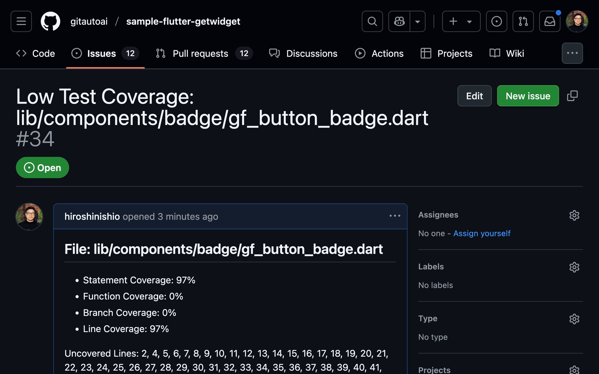 Created Issue Example