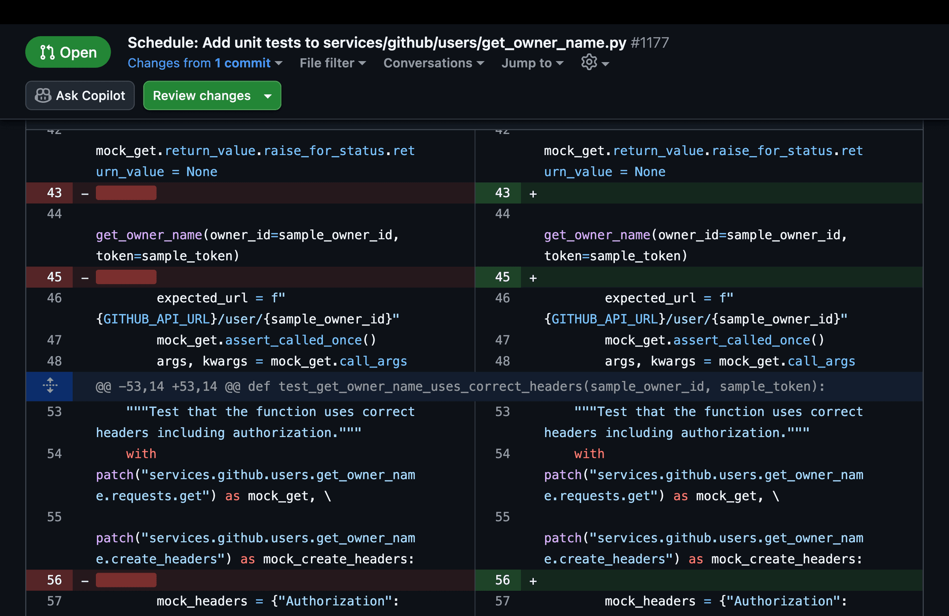 Screenshot showing GitAuto's fix commit responding to review feedback