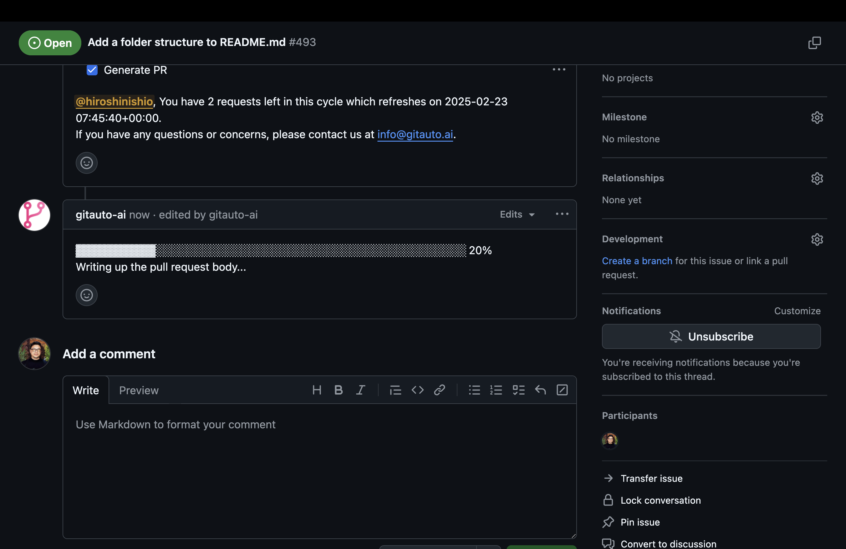 GitAuto analyzing the issue and planning changes