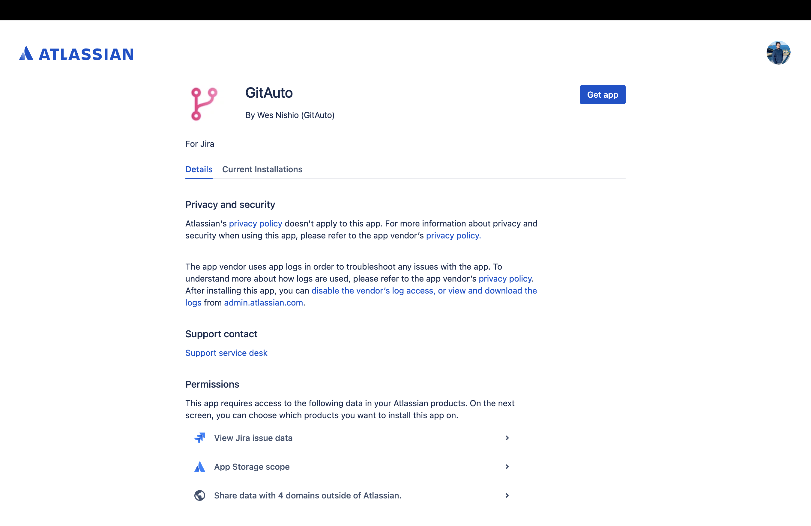 GitAuto for Jira Installation page