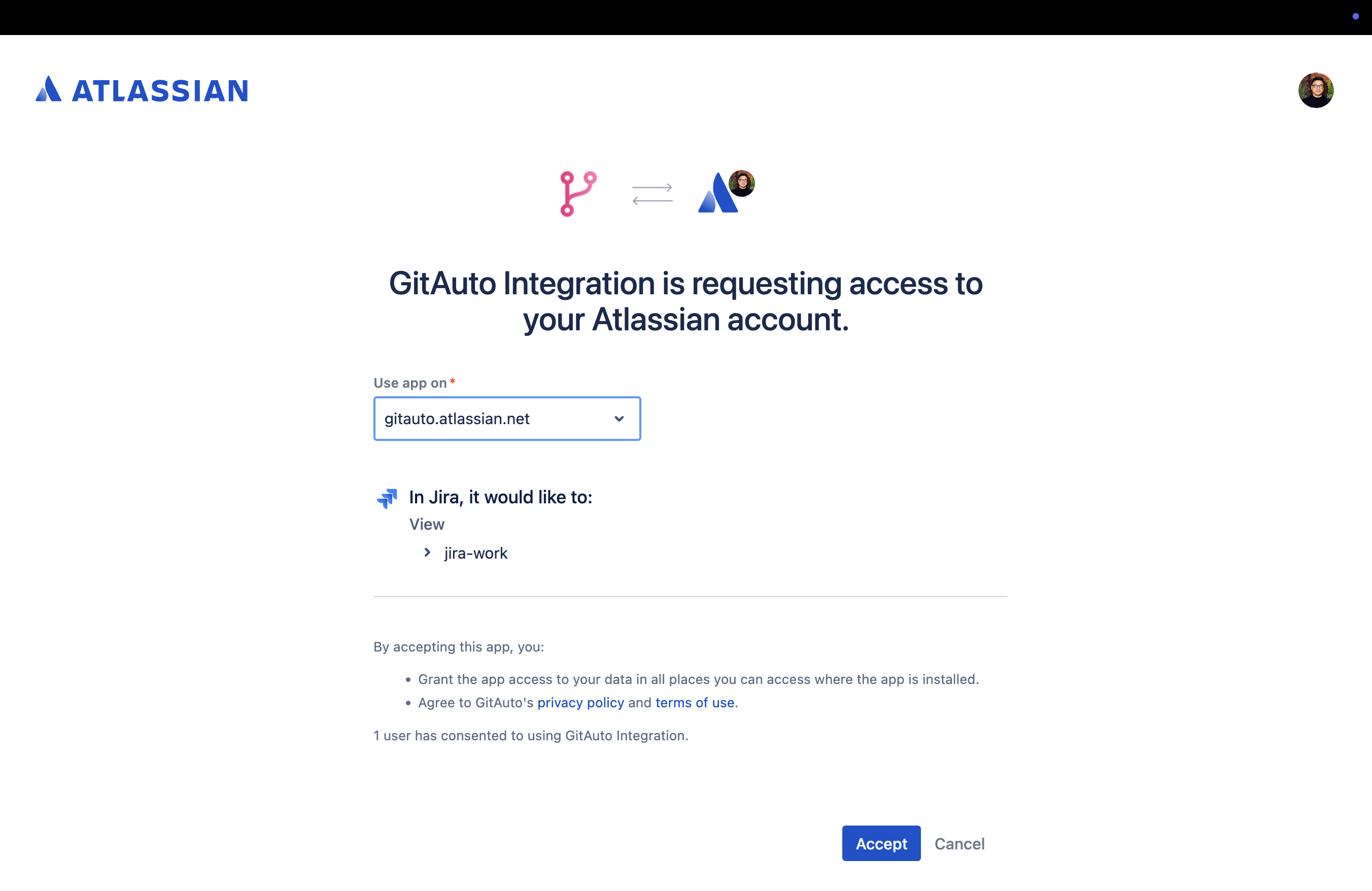 Jira permissions acceptance page