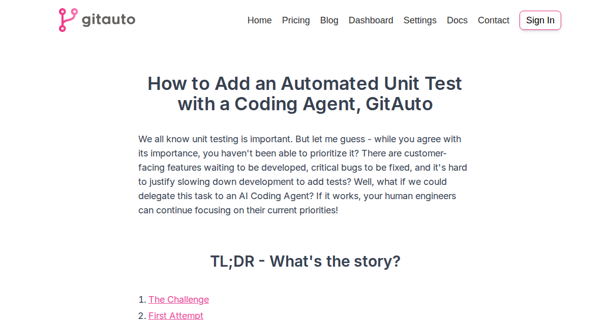 How to Add an Automated Unit Test with a Coding Agent - GitAuto Blog