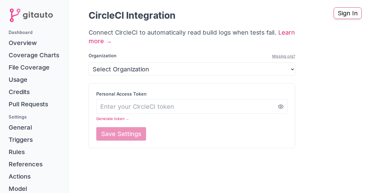 Configure CircleCI Integration for GitAuto Testing