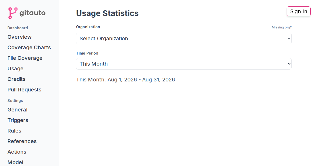 GitAuto Usage Dashboard - Monitor Your Stats & Credits