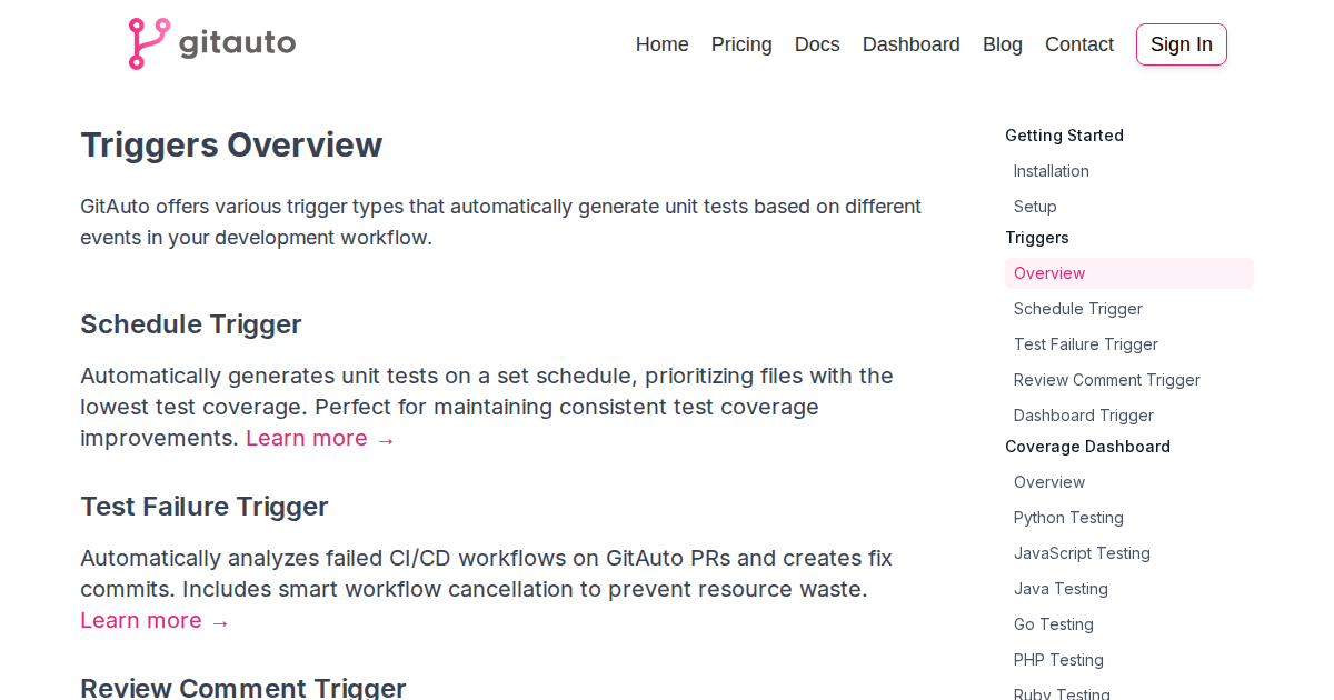 GitAuto Triggers - Schedule, PR Change, PR Merge, and more